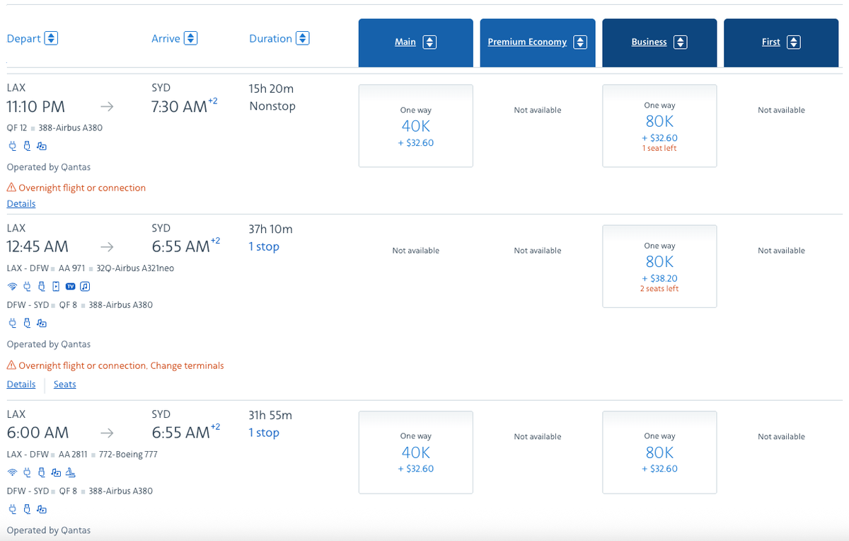 LAX SYD AAdvantage